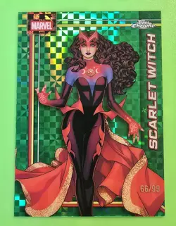 2026 Topps Chrome Marvel Scarlet Witch Green X-fractor #66/99 - Image 1