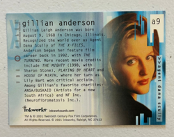 2001 Inkworks The X-Files Seasons 6 & 7 Gillian Anderson Autograph Auto A9 Card - Image 2