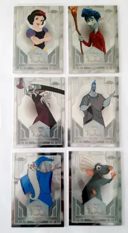 2023 Topps Chrome Disney 100. 6 x Cards Inc Snow White,Remy,Merlin Etc - Image 1