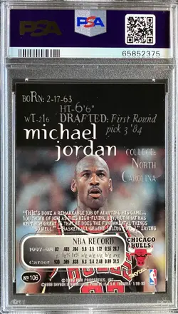 1998 Skybox Thunder #106 Michael Jordan NM-MT PSA 8 - Image 2