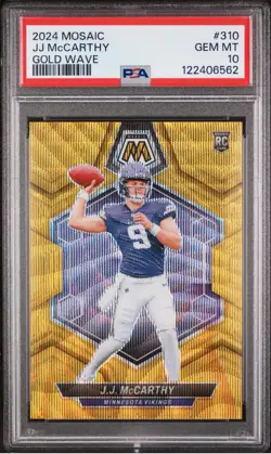 2024 Mosaic J.J. McCarthy #310 Gold Wave /17 (RC) PSA 10 - Image 1