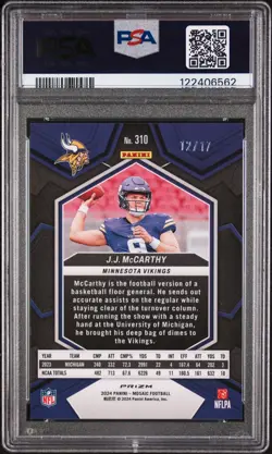 2024 Mosaic J.J. McCarthy #310 Gold Wave /17 (RC) PSA 10 - Image 2