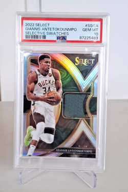 Giannis Antetokounmpo 2022 Select Swatches Game-Worn Patch PSA 10 GEM MINT POP 7 - Image 1