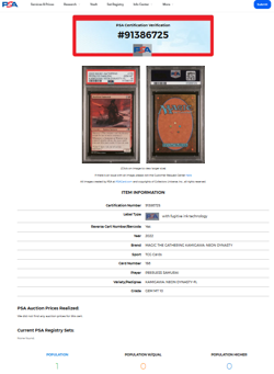 MTG Magic the Gathering Kamigawa Neon Dynasty Foil Peerless Samurai PSA 10 POP 1 - Image 3