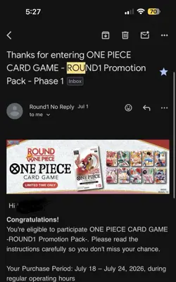 Round 1 One Piece Card Game Promotional Pack - English Presale 10 packs - Image 1