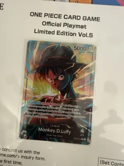 One Piece Card Game Official Playmat Limited Edition Vol.5 + Promo Card IN HAND - Image 3