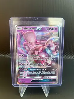 Pokemon Mewtwo GX Full Art Holo Black Star Promo Card SM196 SM Promos - Image 1