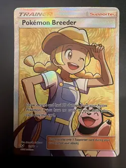 Pokemon Breeder Trainer Full Art Ultra Rare Holo Card 73/73 Shining Legends - Image 1
