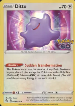Ditto Holo Rare Pokemon GO 053/078 NM Pokemon Card TCG - Image 1