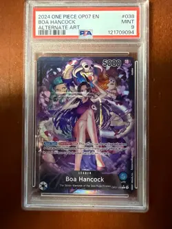 Bandai One Piece Card Game OP07 Boa Hancock OP07-038 Alt Art Holo PSA 9 - Image 1