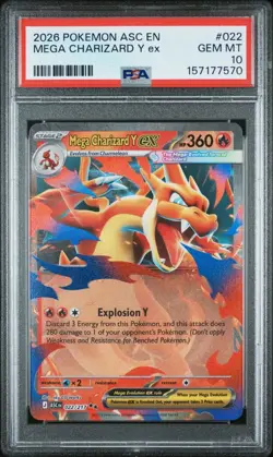 Mega Charizard Y ex 022/217 Me: Ascended Heroes Holo PSA 10 GEM MINT - Image 1