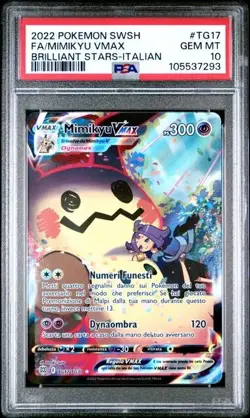 Pokemon PSA 10 Mimikyu Vmax #TG17 Astri Lucenti 2022 Italiano - Image 2