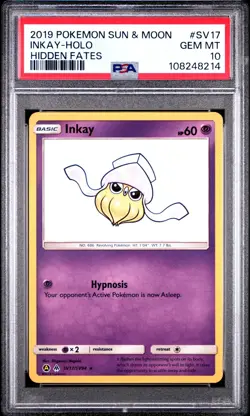 POKEMON INKAY-HOLO 2019 SUN & MOON HIDDEN FATES #SV17 PSA 10 - Image 1