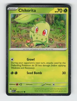 Chikorita (Cosmos Holo) 008/217 Common Miscellaneous Cards & Products Pokemon NM - Image 1