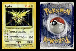 Zapdos 16/102 Holo Rare Base Set Unlimited Pokemon Card DAMAGED DESTROYED - Image 1