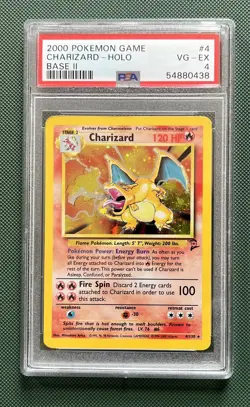 2000 Pokemon Set 2 Charizard Holo #4/130 PSA 4 - Image 1