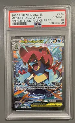 2026 POKEMON ASC EN-ASCENDED HEROES #274 MEGA FERALIGATR EX PSA 10 - Image 1