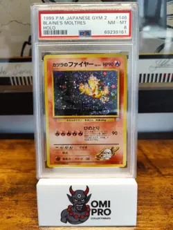 Blaine's Moltres Gym 2 Japanese Pokemon Holo Rare #146 PSA 8 - Image 1