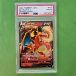 2023 Pokemon Crown Zenith Charizard V Holo Rare #018/159 PSA 8 Sword & Shield - Image 1