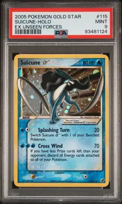 2005 POKEMON EX UNSEEN FORCES GOLD STAR #115 SUICUNE-HOLO PSA 9 - Image 1
