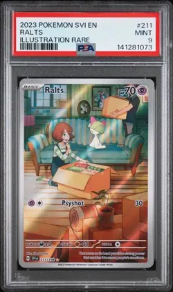 2023 POKEMON SVI EN SCARLET & VIOLET ILLUSTRATION RARE #211 RALTS PSA 9 - Image 1