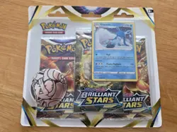Pokemon TCG Brilliant Stars Glaceon 3 Pack Blister Booster SWSH192 Sealed - Image 1