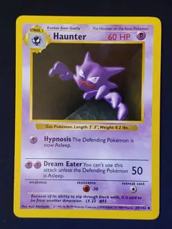 Haunter 29/102 Uncommon Base Set Shadowless Pokemon Lightly Played - Image 1