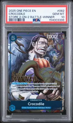 2025 ONE PIECE PROMOS STORE 2-ON-2 BATTLE-WINNER #082 CROCODILE PSA 10 - Image 1