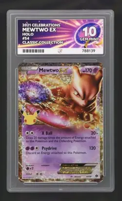 Pokemon Card Mewtwo EX 54/99 Celebrations Ace Gem Mint 10 Perfect Subgrades - Image 1