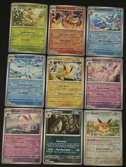 Prismatic Evolutions Complete 9 Card Eeveelution Reverse Holo Set Pokemon TCG - Image 1