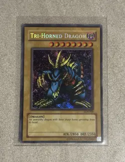 Yu-Gi-Oh! Tri-Horned Dragon LOB-000 Reverse Secret Rare Misprint MP/LP - Image 1