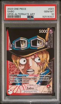 2023 ONE PIECE OP05-001 AWAKENING OF THE NEW ERA SABO ALTERNATE ART PSA 10 - Image 1