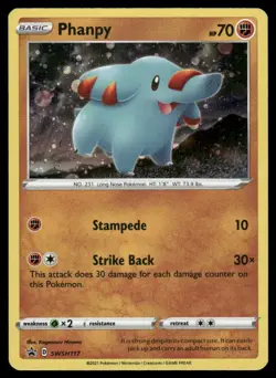 SWIRL Phanpy SWSH117 Black Star Promo Cosmos Holo Pokemon Card NM #2 - Image 1