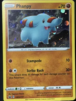 SWIRL Phanpy SWSH117 Black Star Promo Cosmos Holo Pokemon Card NM #2 - Image 3