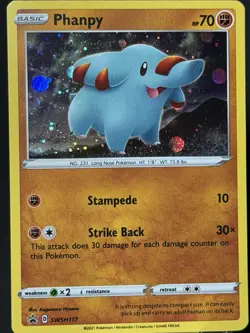 SWIRL Phanpy SWSH117 Black Star Promo Cosmos Holo Pokemon Card NM #2 - Image 4