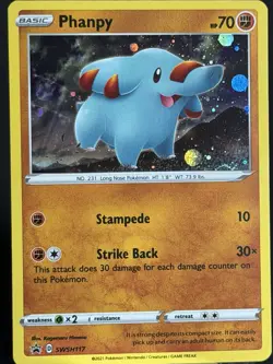 SWIRL Phanpy SWSH117 Black Star Promo Cosmos Holo Pokemon Card NM #2 - Image 5