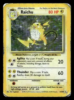 Raichu 14/102 Holo Rare Base Set Pokemon Card - HP - Image 1