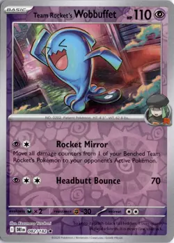 Team Rocket's Wobbuffet 082/182 Reverse Holo SV10: Destined Rivals Pokemon Card - Image 1