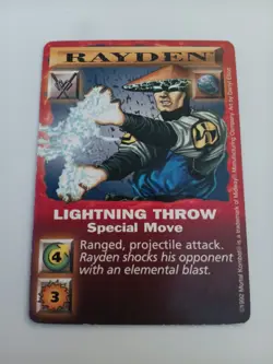 Mortal Kombat Kard Game TCG 1996 Rayden Lightning Throw Special Move Card Game - Image 1