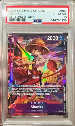 2025 One Piece English Shanks OP13-065 Alt Art PSA 10 Gem Mint - Image 1