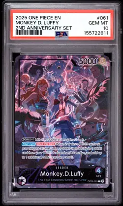 Monkey D. Luffy PSA10 2025 One Piece English Version 2nd Anniversary Set #061 - Image 1