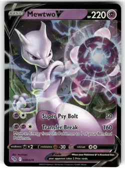 Mewtwo V 030/078 Holo V Rare Pokemon GO Pokemon Near Mint - Image 1