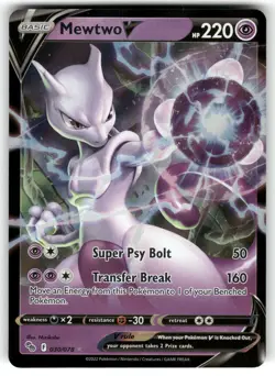 Mewtwo V 030/078 Holo V Rare Pokemon GO Pokemon Near Mint - Image 1