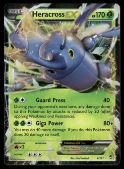 Pokemon Cards Heracross EX 4/111 Furious Fists Holo EX Rare NM - Image 1