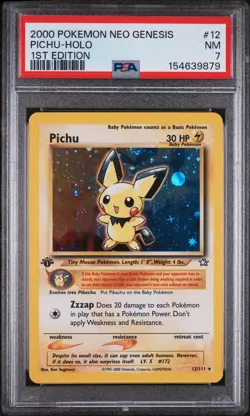 Pichu-Holo Pokemon Neo Genesis 1st Edition 12 2000 PSA 7 - Image 1