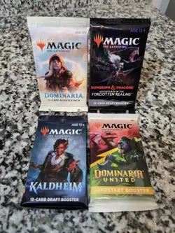 MTG D&D Set Booster Dungeons Dragons Kaldheim Dominaria United Pack Of 4 Sealed - Image 1
