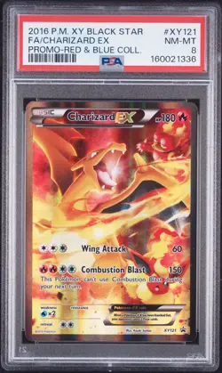 2016 POKEMON XY BLACK STAR PROMO #XY121 FULL ART/CHARIZARD EX PSA 8 - Image 1