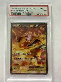 Pokemon 2016 P.M. XY Black Star FA/ Charizard Ex Promo-red & Blue Xy121 Psa 7 - Image 1