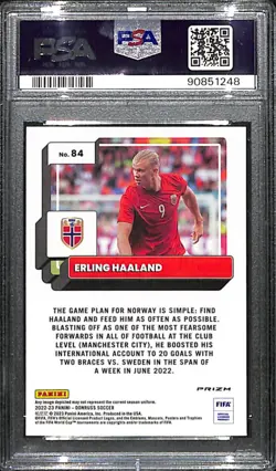 ERLING HAALAND 2022-23 Donruss FIFA OPTIC Holo Card #84 PSA/DNA Mint 9 - Image 2