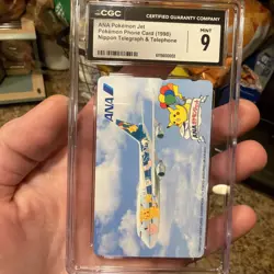 CGC 9 Rare Alt Art 1998 Phone Card Ana Airlines Pikachu Pichu & Johto - Image 1